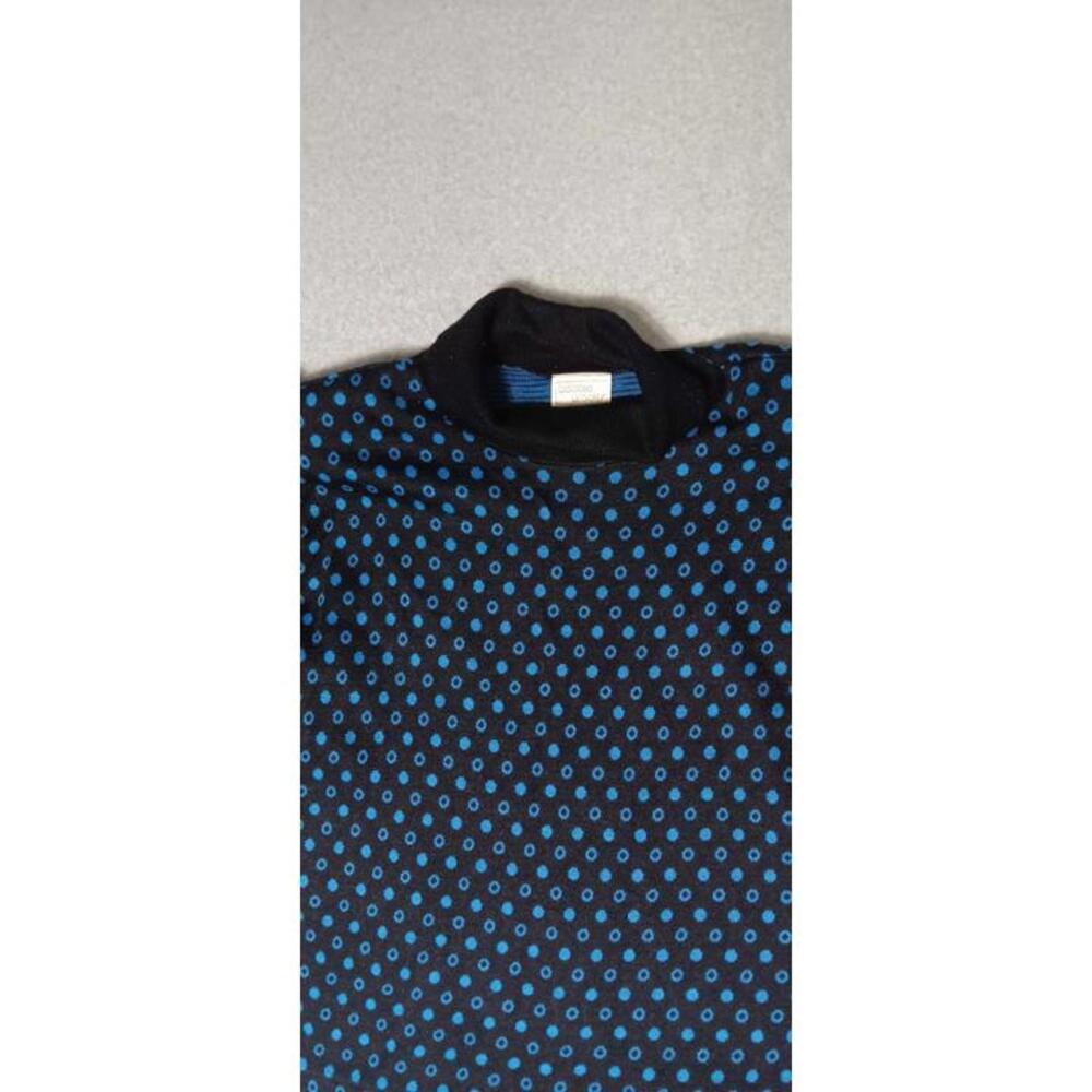 Bobbie Brooks Sweater Womens Size Medium Black Blue Dots Padded Shoulders - Picture 3 of 12